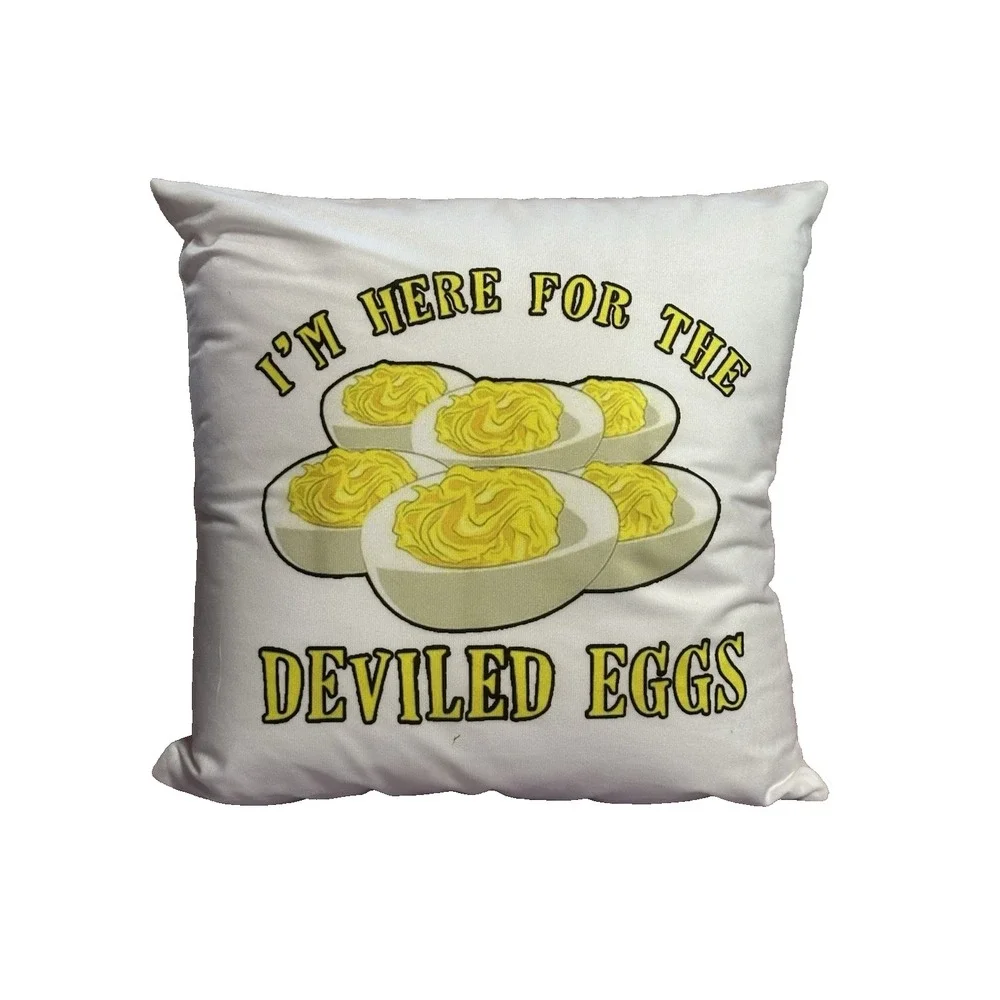 NEW novelty throw pillow 18x18 inches pillowcase & insert included deviled eggs